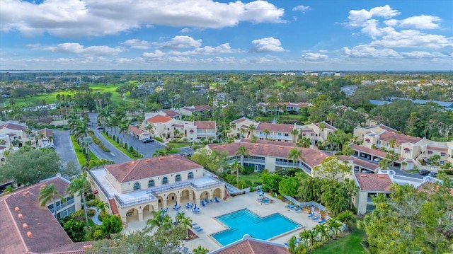 drone / aerial view with a residential view