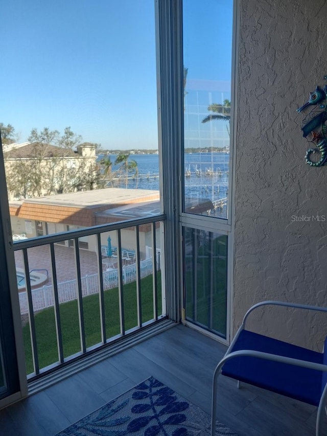 balcony with a water view