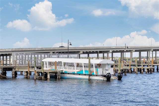 dock area featuring a water view