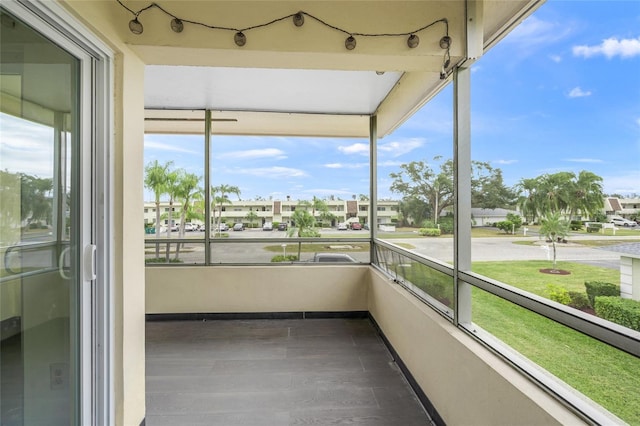 view of unfurnished sunroom