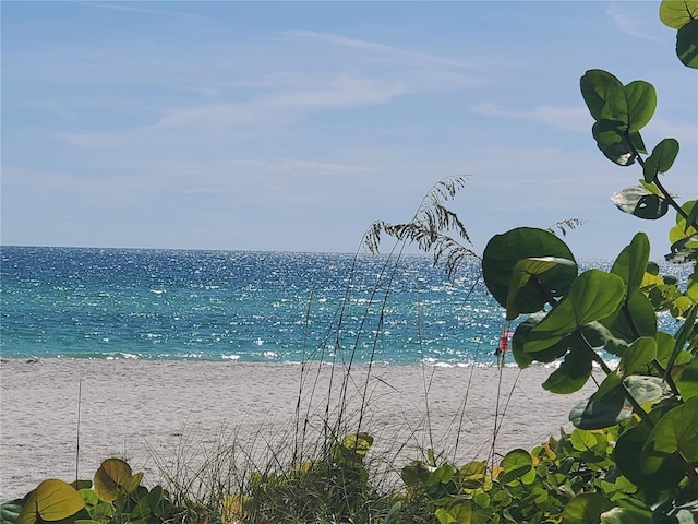 view of water feature with a view of the beach