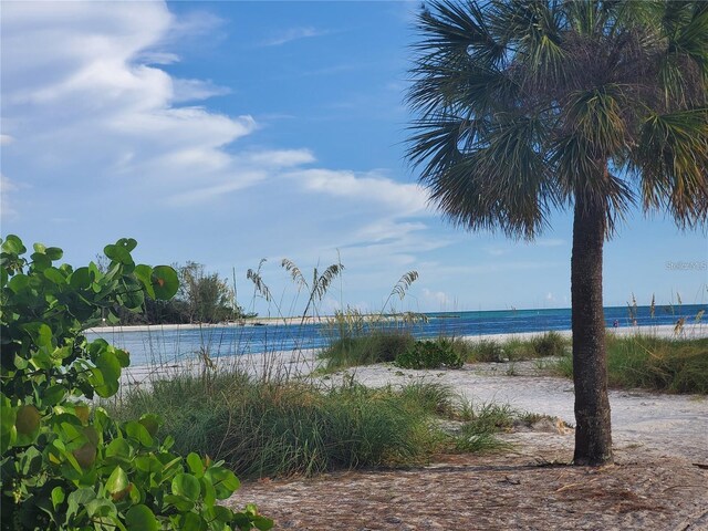 property view of water with a beach view