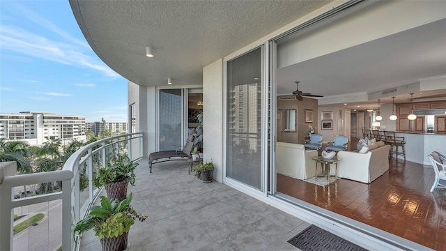 balcony with ceiling fan