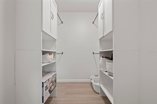 spacious closet featuring light wood-style floors