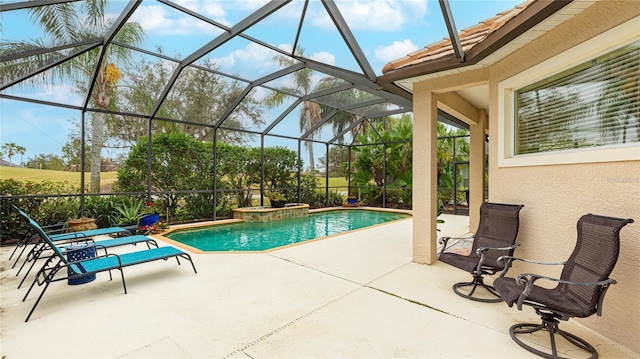 7244 Orchid Island Pl, Bradenton, FL 34202 - swimming pool featuring a patio area and glass enclosure