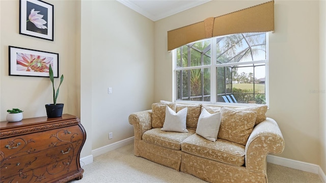7244 Orchid Island Pl, Bradenton, FL 34202 - sitting room with carpet flooring and crown molding