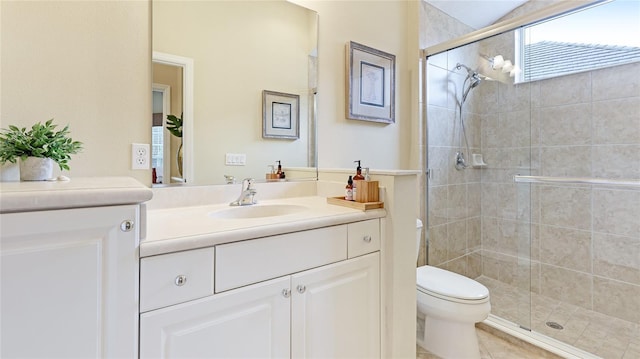 7244 Orchid Island Pl, Bradenton, FL 34202 - full bath featuring vanity, a stall shower, and tile patterned flooring
