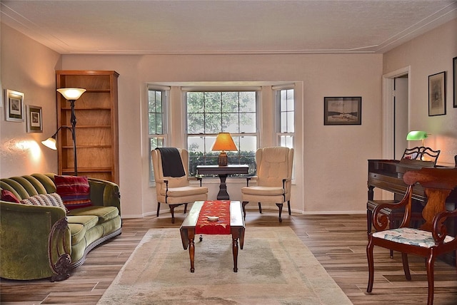 living area featuring hardwood / wood-style floors