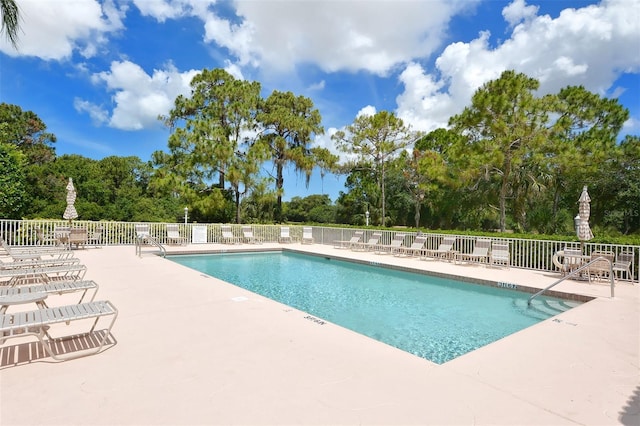 view of pool featuring a patio area