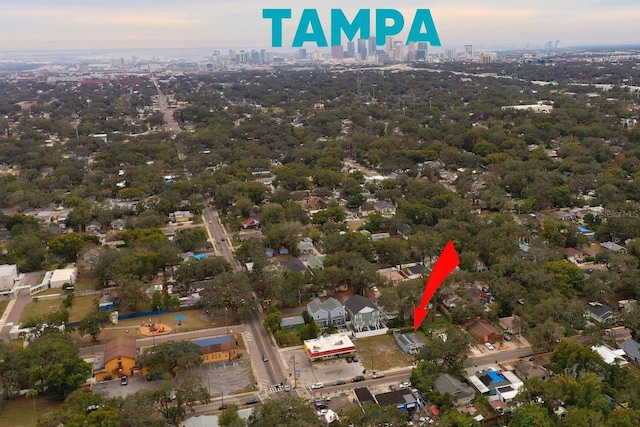 view of aerial view at dusk