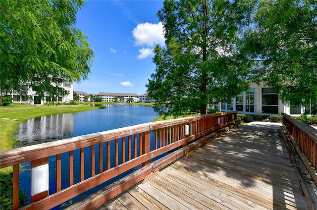 exterior space featuring a water view