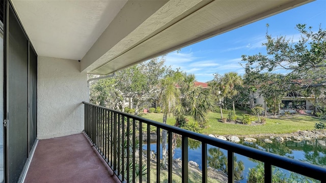 balcony with a water view