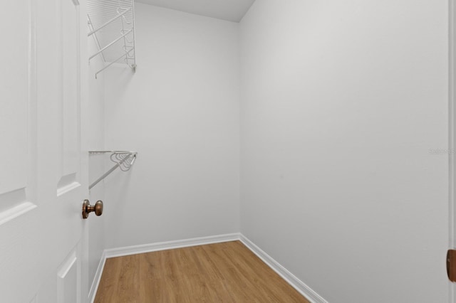 walk in closet with hardwood / wood-style floors