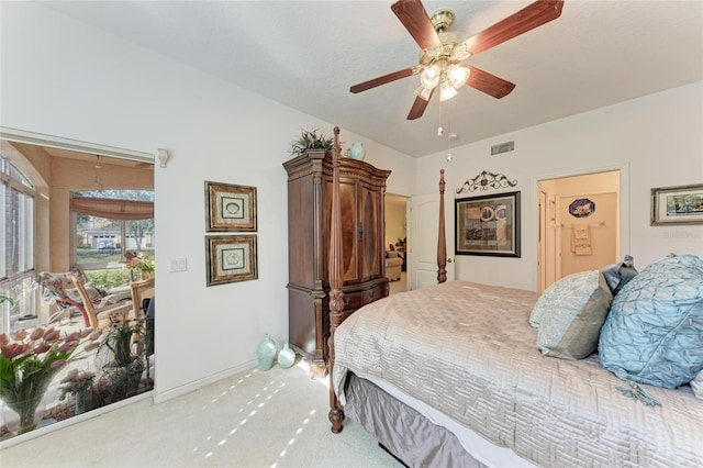 bedroom featuring carpet floors and ceiling fan