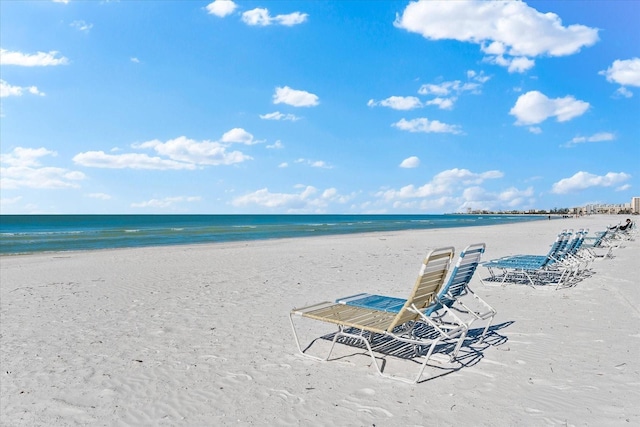 property view of water with a beach view