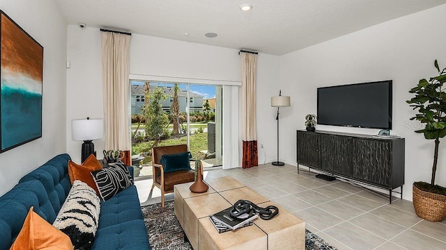 view of tiled living room