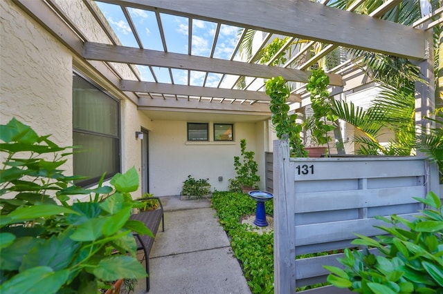 view of patio featuring a pergola