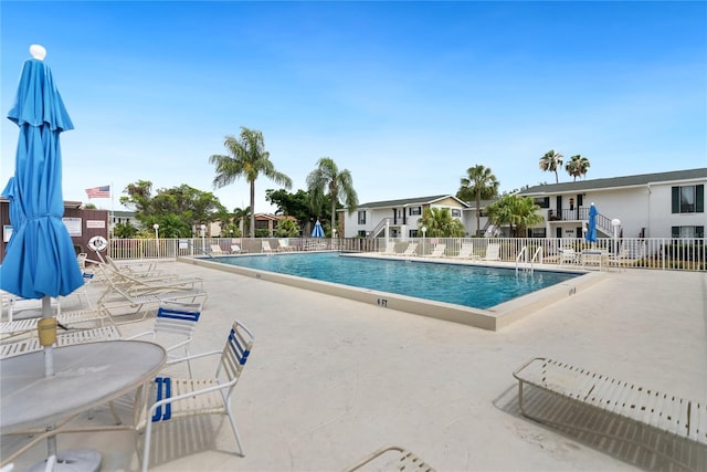 view of pool featuring a patio