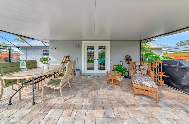 view of patio featuring french doors