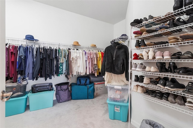 walk in closet with carpet