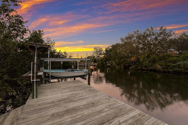 dock area featuring a water view