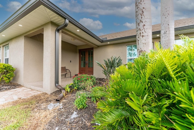 property entrance with french doors