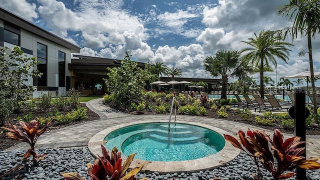 view of pool with a community hot tub