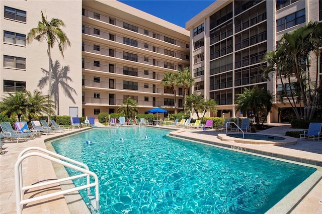 view of pool featuring a patio area