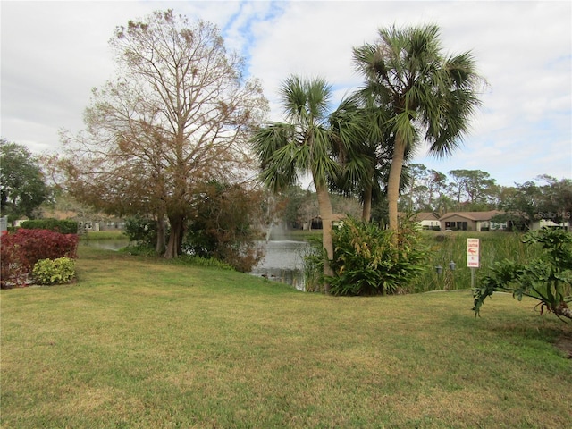 view of yard featuring a water view