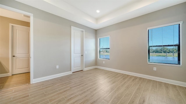 spare room featuring a raised ceiling