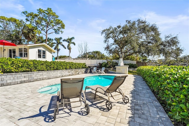 view of pool featuring a patio area