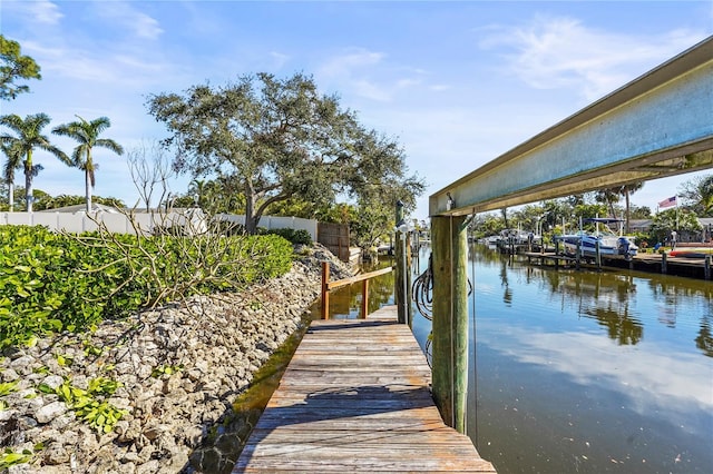 view of dock featuring a water view