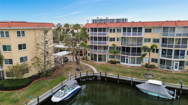 view of property with a water view