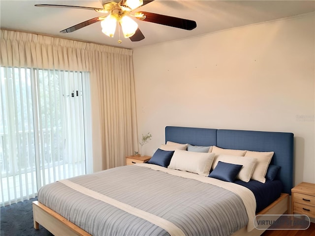 bedroom featuring ceiling fan