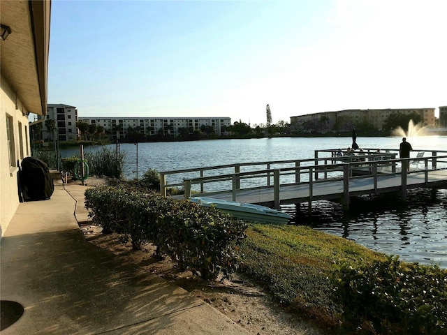 dock area featuring a water view