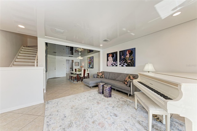 view of tiled living room