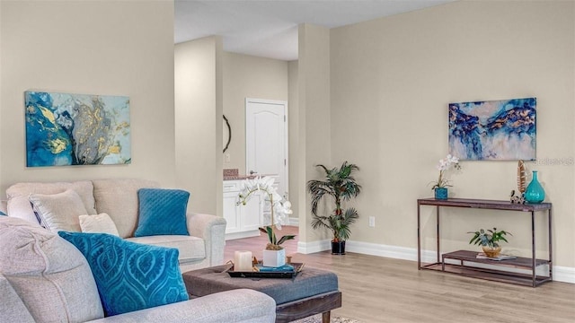 living area featuring light wood-type flooring