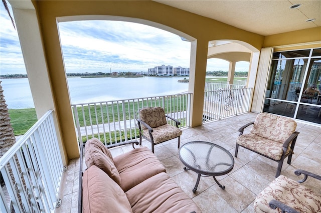 balcony with a water view