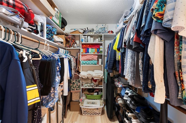 walk in closet featuring hardwood / wood-style flooring