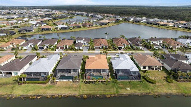 bird's eye view featuring a water view