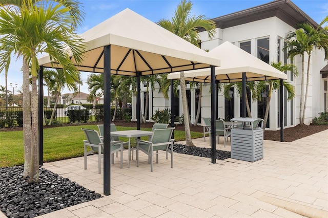 view of patio with a gazebo