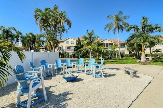 view of playground featuring a patio