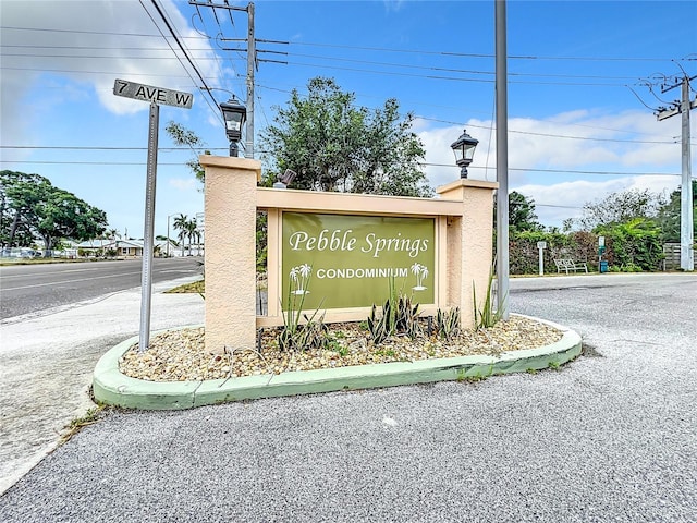 view of community sign