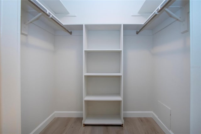 spacious closet featuring light hardwood / wood-style flooring