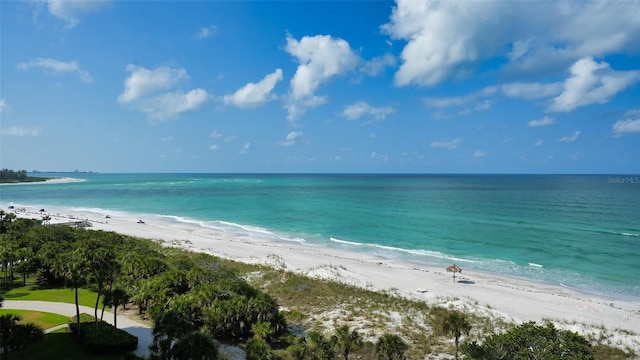 property view of water with a beach view