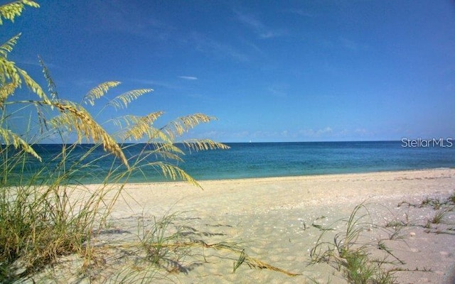 view of water feature with a view of the beach