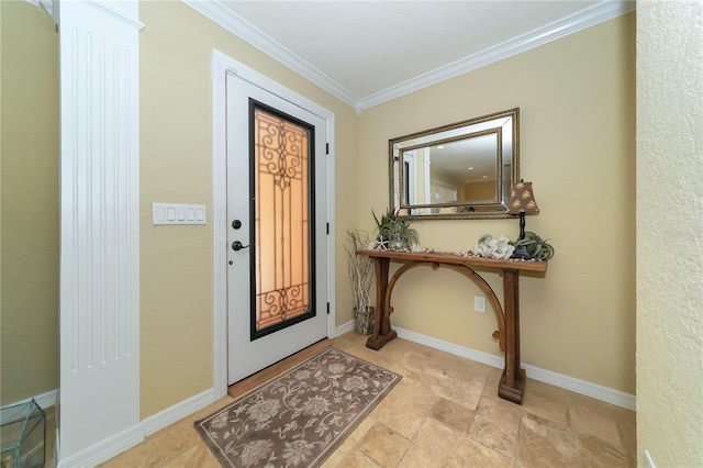 entrance foyer featuring ornamental molding