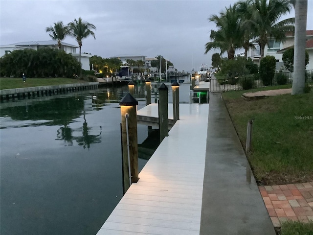 view of dock featuring a water view