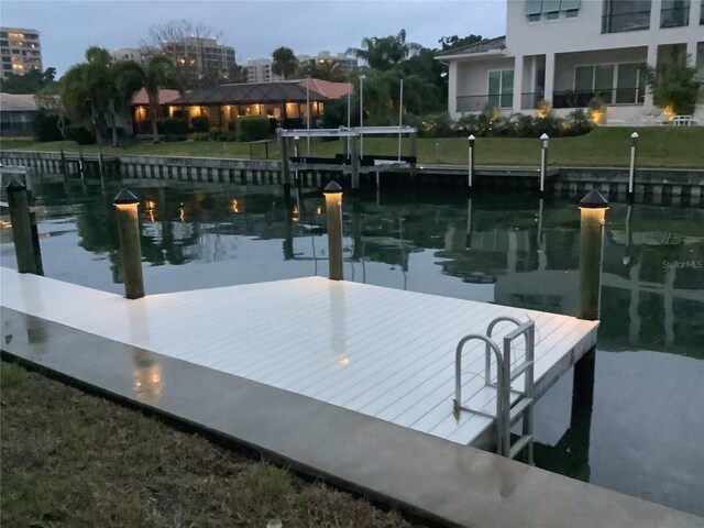 view of dock featuring a water view