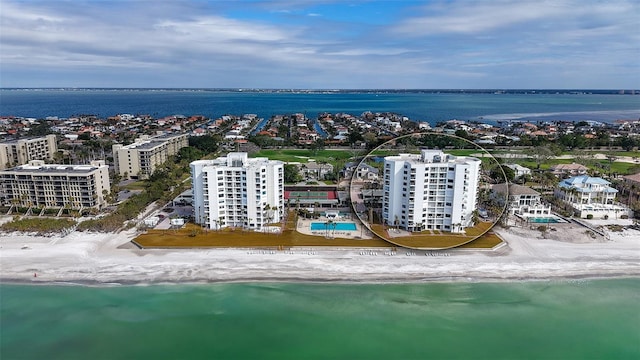 bird's eye view featuring a water view